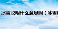 冰雪聰明什么意思啊(冰雪聰明什么意思啊)