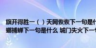 旗開得勝一()天網恢恢下一句是什么(滿招損下一句是螳螂捕蟬下一句是什么 城門失火下一句是什么)