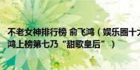 不老女神排行榜 俞飛鴻(娛樂圈十大不老女神排行榜:俞飛鴻上榜第七乃“甜歌皇后”)