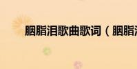 胭脂淚歌曲歌詞(胭脂淚歌詞介紹)