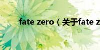 fate zero(關于fate zero的介紹)