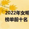 2022年女明星人氣排行榜（中國女明星人氣榜單前十名）