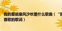 我的愛就像風沙吹是什么歌曲(“我的愛就像風沙吹”是那首歌的歌詞)