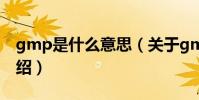 gmp是什么意思(關于gmp是什么意思的介紹)