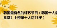 韓國最有名的綜藝節目(韓國十大最火綜藝節目排行:《姜食堂》上榜第十人均75歲)