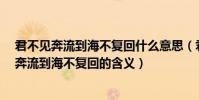 君不見奔流到海不復回什么意思(君不見,黃河之水天上來,奔流到海不復回的含義)