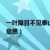 一葉障目不見泰山的意思是什么（“一葉障目不見泰山”的意思）