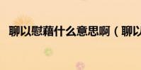 聊以慰藉什么意思啊(聊以慰藉什么意思)