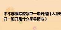 不不解藏蹤跡浮萍一道開是什么意思(不解藏蹤跡浮萍一道開一道開是什么意思精選)