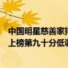 中國明星慈善家排行榜（內地十大慈善明星排行榜：李宇春上榜第九十分低調）
