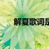 解夏歌詞是什么意思（解夏歌詞全文）