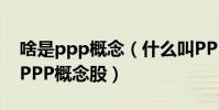 啥是ppp概念(什么叫PPP模式、PPP項目、PPP概念股)