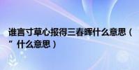 誰言寸草心報得三春暉什么意思(“誰言寸草心報得三春暉”什么意思)