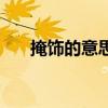 掩飾的意思是什么（掩飾的意思是什）