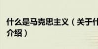 什么是馬克思主義(關于什么是馬克思主義的介紹)