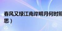 春風又綠江南岸明月何時照我還(這句話的意思)