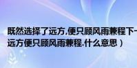 既然選擇了遠方,便只顧風雨兼程下一句是什么(既然選擇了遠方便只顧風雨兼程.什么意思)