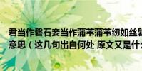 君當作磐石妾當作蒲葦蒲葦紉如絲磐石不轉移這幾句是什么意思(這幾句出自何處 原文又是什么)