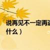 說再見不一定再遇見歌名（歌詞是說再見不一定遇見歌名是什么）
