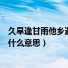 久旱逢甘雨他鄉遇故知的意思（久旱逢甘霖他鄉遇故知是說什么意思）