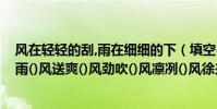風在輕輕的刮,雨在細細的下(填空()風細雨()風拂面()風驟雨()風送爽()風勁吹()風凜冽()風徐來)