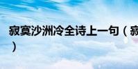 寂寞沙洲冷全詩上一句(寂寞沙洲冷全部歌詞)