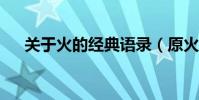 關于火的經典語錄(原火生經典語錄?)