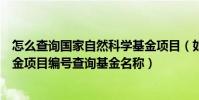 怎么查詢國家自然科學基金項目(如何通過國家自然科學基金項目編號查詢基金名稱)