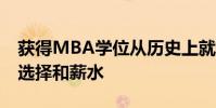 獲得MBA學位從歷史上就轉化為增加的職業選擇和薪水