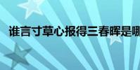 誰言寸草心報得三春暉是哪個詩人寫(的)