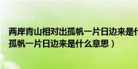 兩岸青山相對出孤帆一片日邊來是什么詩(兩岸青山相對出孤帆一片日邊來是什么意思)
