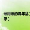 誰用誰的流年亂了浮生什么意思（我拿流年亂了浮生是啥意思）