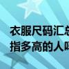 衣服尺碼匯總表（179-183(XXL)衣服尺碼是指多高的人嗎）