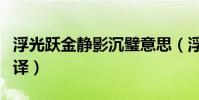 浮光躍金靜影沉璧意思(浮光躍金靜影沉璧翻譯)