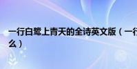 一行白鷺上青天的全詩英文版(一行白鷺上青天的全詩是什么)
