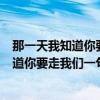 那一天我知道你要走我們一句話也沒有說（歌詞“那一天知道你要走我們一句話沒有說”是什么歌）