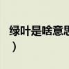 綠葉是啥意思（什么是綠葉?綠葉有什么意義?）