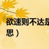 欲速則不達是什么意思（欲速則不達是什么意思）