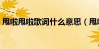 甩啦甩啦歌詞什么意思(甩啦甩啦歌詞介紹)