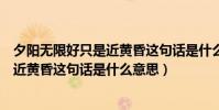 夕陽無限好只是近黃昏這句話是什么意思(夕陽無限好只是近黃昏這句話是什么意思)