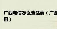 廣西電信怎么查話費(廣西電信怎么查話費使用)