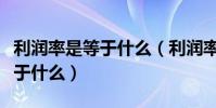 利潤率是等于什么(利潤率等于什么利潤率等于什么)