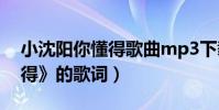 小沈陽你懂得歌曲mp3下載(小沈陽《你懂得》的歌詞)