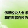 傷感說說大全:和你擦肩而過的遺忘,是我一生的驚濤駭浪（和你擦肩而過的遺忘是我一生的驚濤駭浪！什么意思）