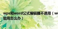 wps和word公式編輯器不通用(word和wps公式編輯器不能用怎么辦)