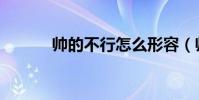 帥的不行怎么形容(帥的不行)