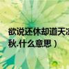 欲說還休卻道天涼好個秋什么寓意（欲說還休卻道天涼好個秋.什么意思）