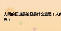 人間的正道是滄桑是什么意思(人間正道是滄桑到底是啥意思)
