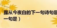 露從今夜白的下一句詩句是(露從今夜白的下一句是)