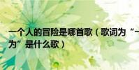 一個人的冒險是哪首歌(歌詞為“一個人的冒險一個人的作為”是什么歌)